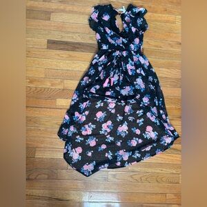Kids Floral Black and Pink Dress